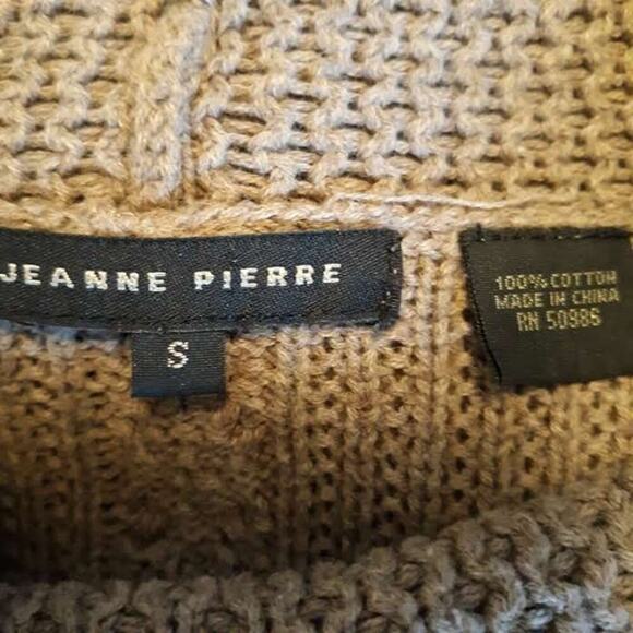 Chunky Knit Sweater Cowl Neck Size S Jeanne Pierre light Taupe - Picture 6 of 7